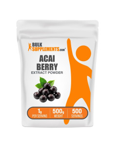 Polvo de Extracto de Baya de Acai BulkSupplements 500g Antioxidantes