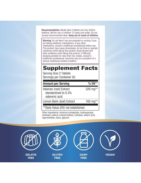 Suplemento de Valeriana Nature's Way 320 mg 100 tabletas