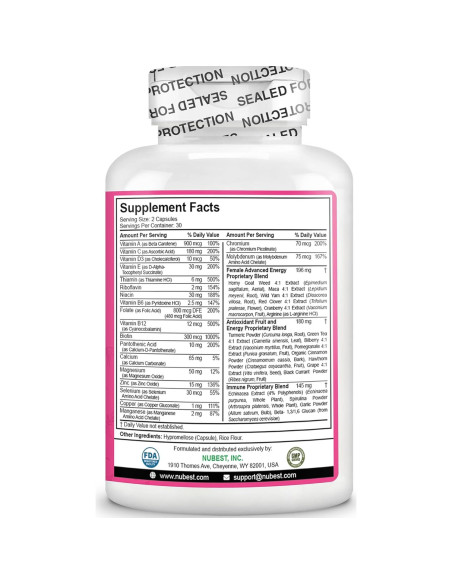 Cápsulas Veganas Women's Multi NuBest 60 Unidades - Multivitaminas