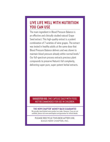 Suplemento de Presión Arterial New Chapter 30 Cápsulas Veganas