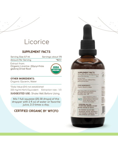 Tintura de Regaliz Orgánico HerbEra 118.3 ml Sin Alcohol