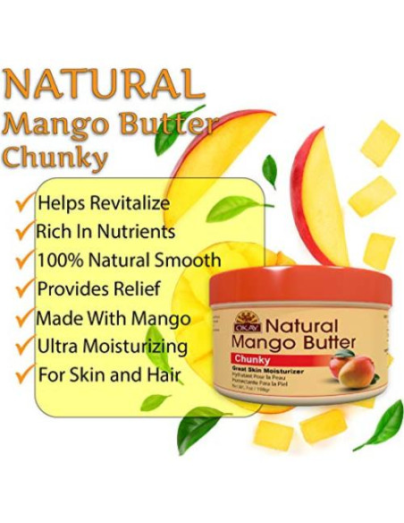 Manteca de Mango OKAY 100% Pura 226.8 g - Hidrata Cabello y Piel Manteca de Mango OKAY 100% Pura 226.8 g - Hidrata Cabello y Piel