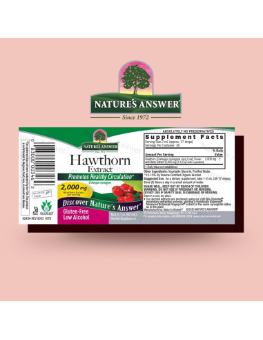 Extracto de Espino Orgánico Nature's Answer 60 ml - Bajo Alcohol, Sin Gluten, Kosher