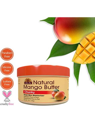 Manteca de Mango OKAY 100% Pura 226.8 g - Hidrata Cabello y Piel