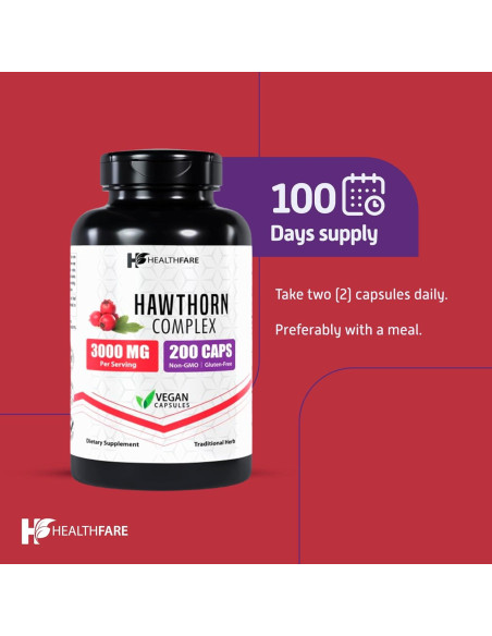 Suplemento de Espino HealthFare 3000mg 200 Cápsulas Veganas