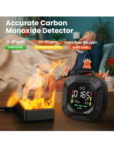 Detector de Monóxido de Carbono Portátil ALIESTFDNO 3-en-1 2