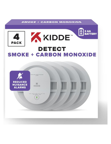 Detector de Humo y Monóxido Kidde 30CUDR, Paquete de 4, Batería AA