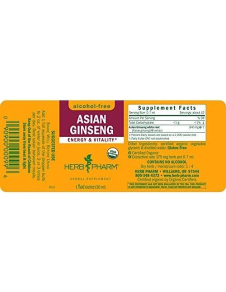 Glicerita líquida de ginseng asiático Herb Pharm 30 ml
