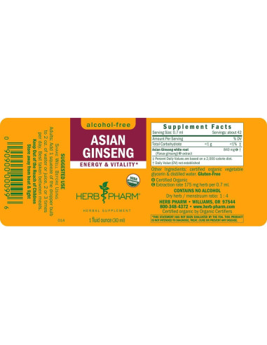 Glicerita líquida de ginseng asiático Herb Pharm 30 ml