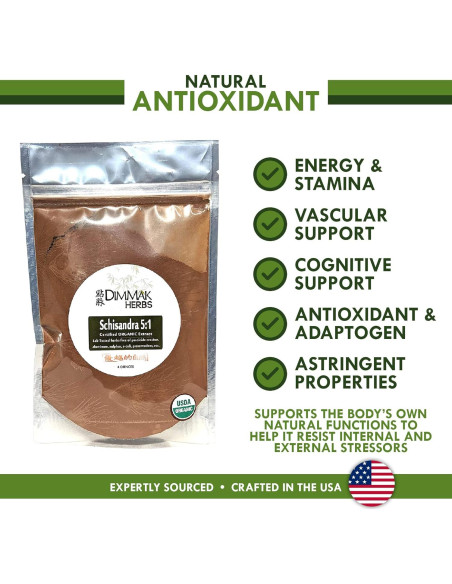 Extracto en polvo de Schisandra orgánica 5:1 113g - Dimmak Herbs