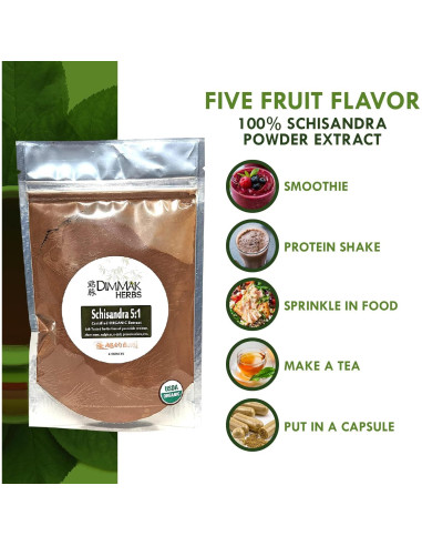 Extracto en polvo de Schisandra orgánica 5:1 113g - Dimmak Herbs