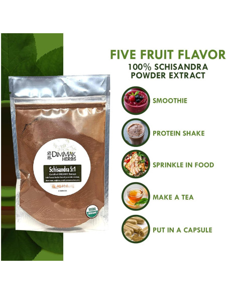 Extracto en polvo de Schisandra orgánica 5:1 113g - Dimmak Herbs