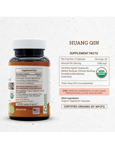 Cápsulas Huang Qin Orgánico 60 Unidades 1000 mg - Secretos de la Tribu