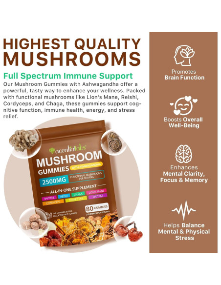 Gominolas de Hongo Melena de León Orgánico Newseel - 80 Unidades Gominolas de Hongo Melena de León Orgánico Newseel - 80 Unidades