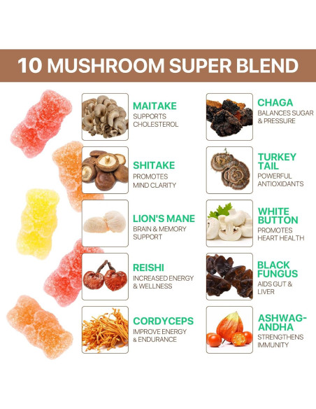 Gominolas de Hongo Melena de León Orgánico Newseel - 80 Unidades Gominolas de Hongo Melena de León Orgánico Newseel - 80 Unidades