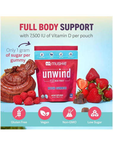 Gominolas de Hongo Reishi Orgánico Mushie - 2000mg - 60 Unidades