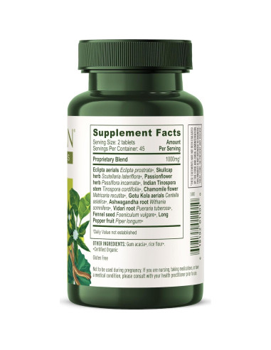 Suplemento Orgánico Mente Tranquila Banyan Botanicals 90 Tabletas