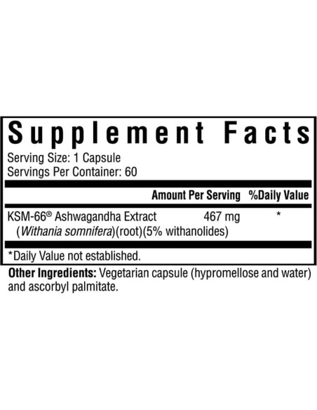 Extracto de Ashwagandha Seeking Health 467 mg 60 Cápsulas Veganas Extracto de Ashwagandha Seeking Health 467 mg 60 Cápsulas Veganas