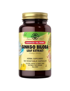 Extracto de Ginkgo Biloba Solgar - 180 Cápsulas Vegetales - Vegano, Sin Gluten