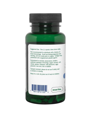 Extracto de Ginkgo Biloba Vitanica 90 Cápsulas Veganas 24% Flavonoides