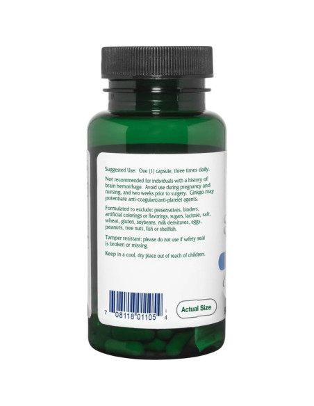 Extracto de Ginkgo Biloba Vitanica 90 Cápsulas Veganas 24% Flavonoides