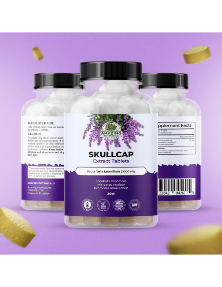 Tabletas de Extracto de Skullcap 2000 mg Amazing Botanicals - 30 Tabletas