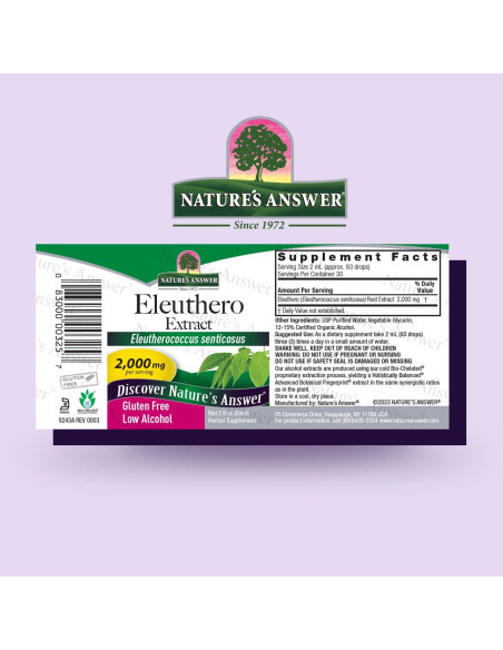 Extracto de Raíz de Eleuthero Nature's Answer 2000mg 60ml
