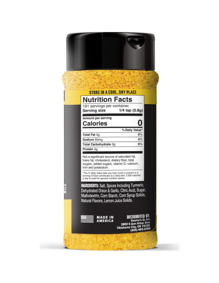 Sazonador Kosmos Q Pimienta de Limón 142g - Polvo Cítrico Picante Sazonador Kosmos Q Pimienta de Limón 142g - Polvo Cítrico Picante