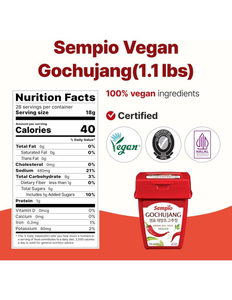 Sempio Gochujang Vegano 500g - Pasta de Pimiento Rojo Coreano Sempio Gochujang Vegano 500g - Pasta de Pimiento Rojo Coreano