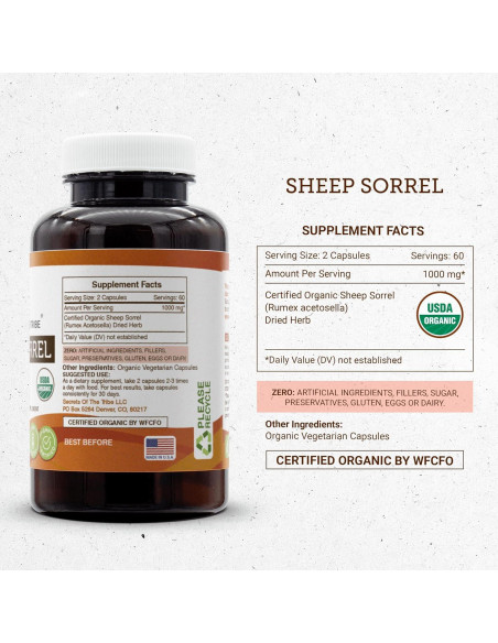 Cápsulas Herbales Orgánicas Rumex Acetosella 120 Unidades Cápsulas Herbales Orgánicas Rumex Acetosella 120 Unidades