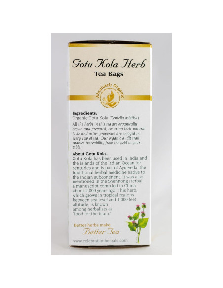 Té de Gotu Kola Orgánico Celebration Herbals 24 Bolsitas Té de Gotu Kola Orgánico Celebration Herbals 24 Bolsitas