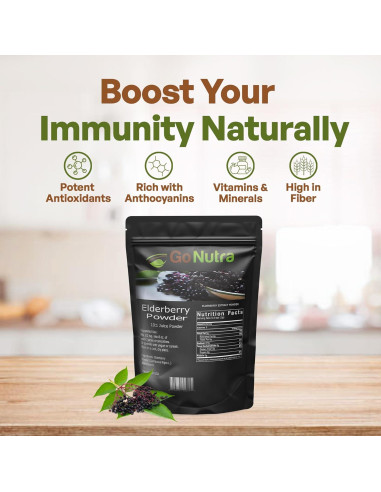 Polvo de Saúco Negro Go Nutra 0.45 kg 10:1 Extracto Inmunológico