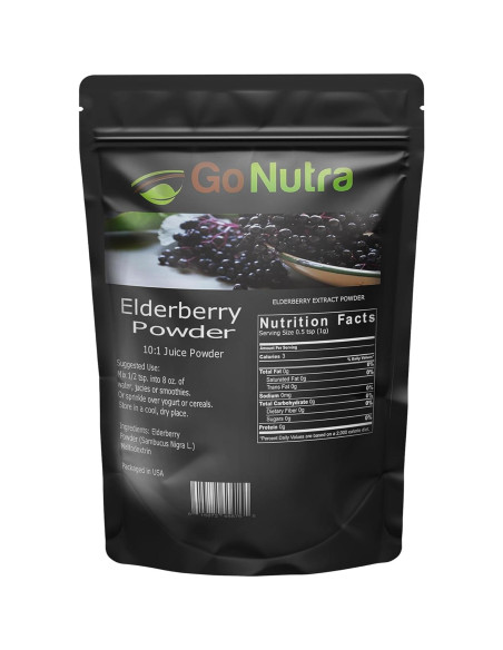 Polvo de Saúco Negro Go Nutra 0.45 kg 10:1 Extracto Inmunológico