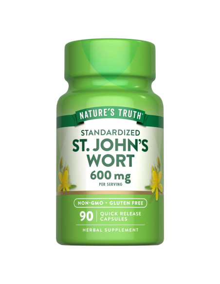 Cápsulas de Hierba de San Juan 600mg Verdad de la Naturaleza | 90 Unidades | Suplemento Sin OGM y Sin Gluten