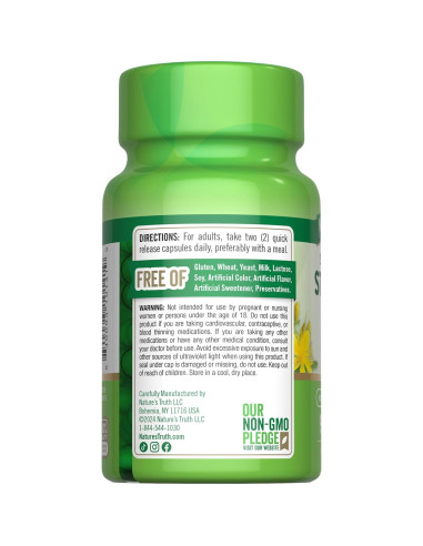 Cápsulas de Hierba de San Juan 600mg Verdad de la Naturaleza | 90 Unidades | Suplemento Sin OGM y Sin Gluten