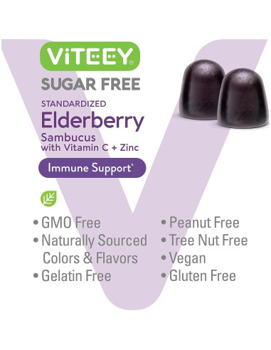 Gomas de Saúco Viteey 120 Unidades - Zinc y Vitamina C Veganas