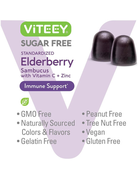 Gomas de Saúco Viteey 120 Unidades - Zinc y Vitamina C Veganas