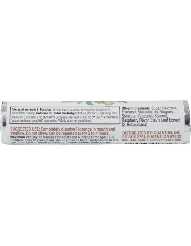 Caramelos TheraZinc Elderberry Quantum Health 14 Unidades Zinc