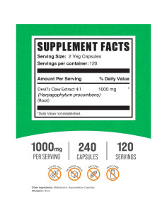 Cápsulas de Extracto de Garra del Diablo BulkSupplements 240 Unidades 2