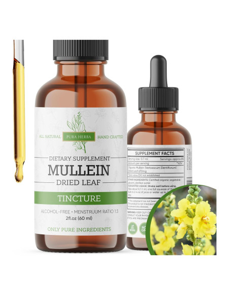 Tintura de Mullein Orgánica Pura Herba 59.15 ml - Soporte Respiratorio