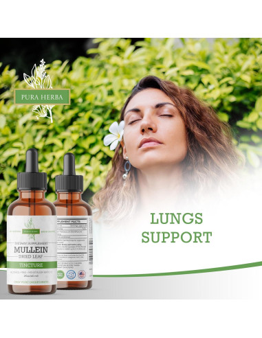 Tintura de Mullein Orgánica Pura Herba 59.15 ml - Soporte Respiratorio