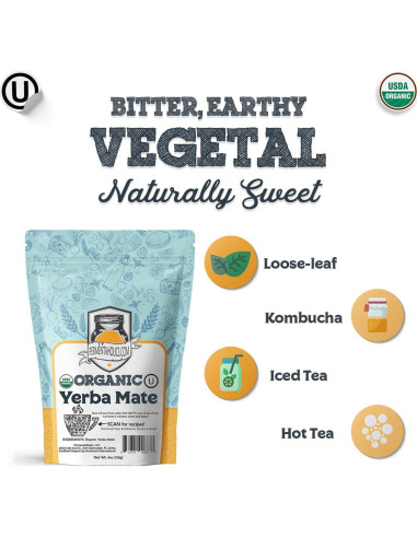 Té de Yerba Mate Orgánico Fermentaholics 113g - Ideal para Kombucha