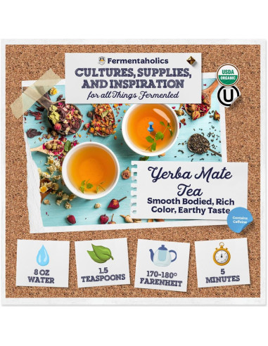 Té de Yerba Mate Orgánico Fermentaholics 113g - Ideal para Kombucha