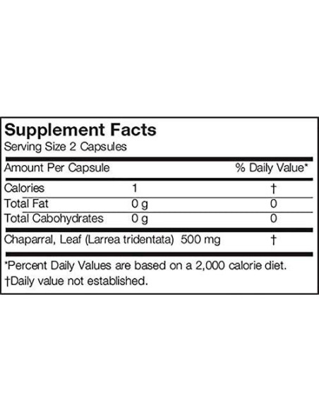 Cápsulas de Chaparral 500 mg - Recursos Naturales de Arizona - 90 Unidades Cápsulas de Chaparral 500 mg - Recursos Naturales de Arizona - 90 Unidades