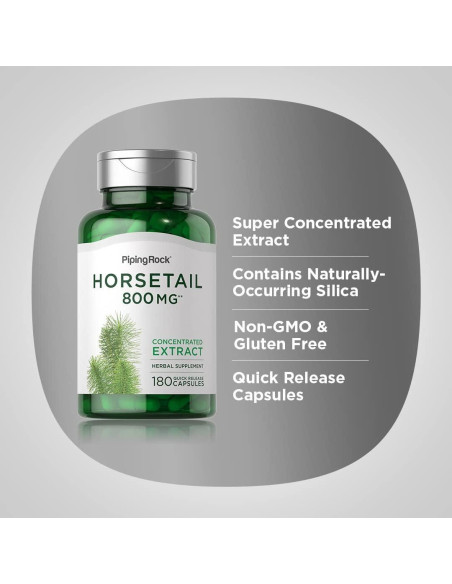 Cápsulas de Cola de Caballo Piping Rock 800 mg - 180 Unidades Cápsulas de Cola de Caballo Piping Rock 800 mg - 180 Unidades