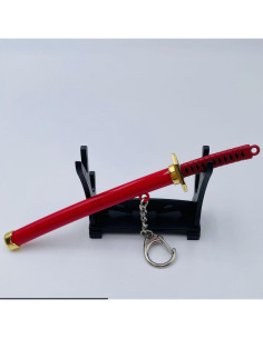 Llavero Mini Katana One Piece Roronoa Zoro 4 Espadas y Soportes 2