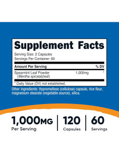 Cápsulas de Hoja de Menta Nutricost 1000mg - 120 Unidades 2