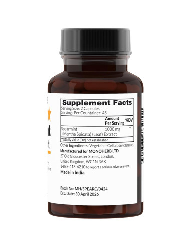 Extracto de hoja de menta 1000 mg Monoherb - 90 cápsulas vegetales