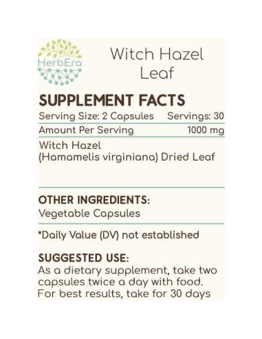 Cápsulas de Hoja de Hamamelis 500 mg HerbEra - 60 Unidades