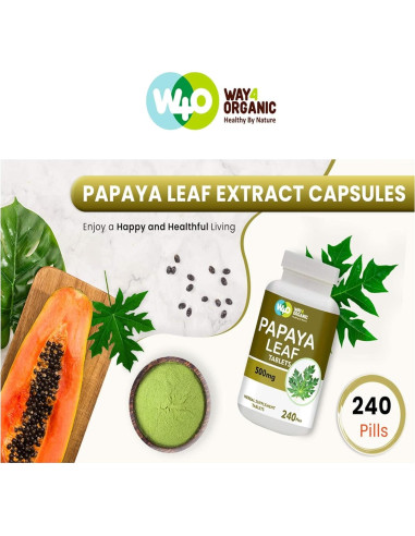 Cápsulas de Extracto de Hoja de Papaya Way4Organic 500 mg 240 Unidades